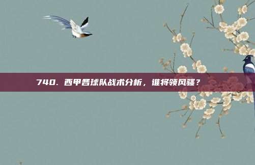 740. 西甲各球队战术分析，谁将领风骚？📊